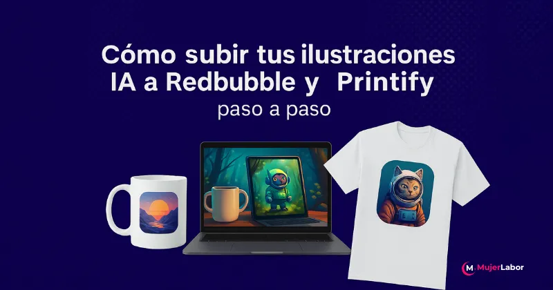 Cómo subir ilustraciones generadas con IA a Redbubble y Printify paso a paso