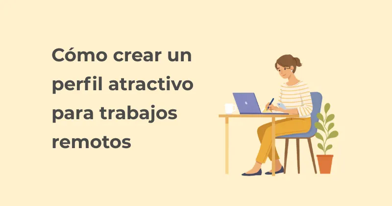 Ilustración de una mujer creando un perfil para trabajos remotos